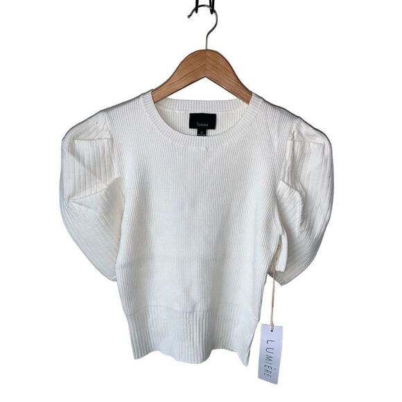 Lumière Puff-Sleeve Ribbed Knit Tee - Picture 3 of 10